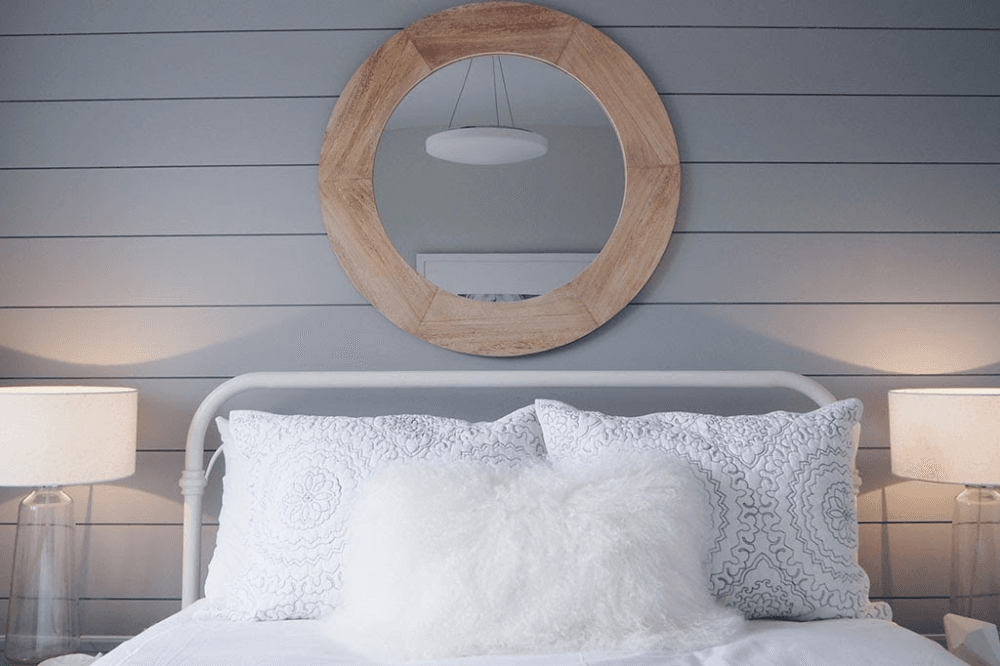 Gray Shiplap Bedroom Accent Wall