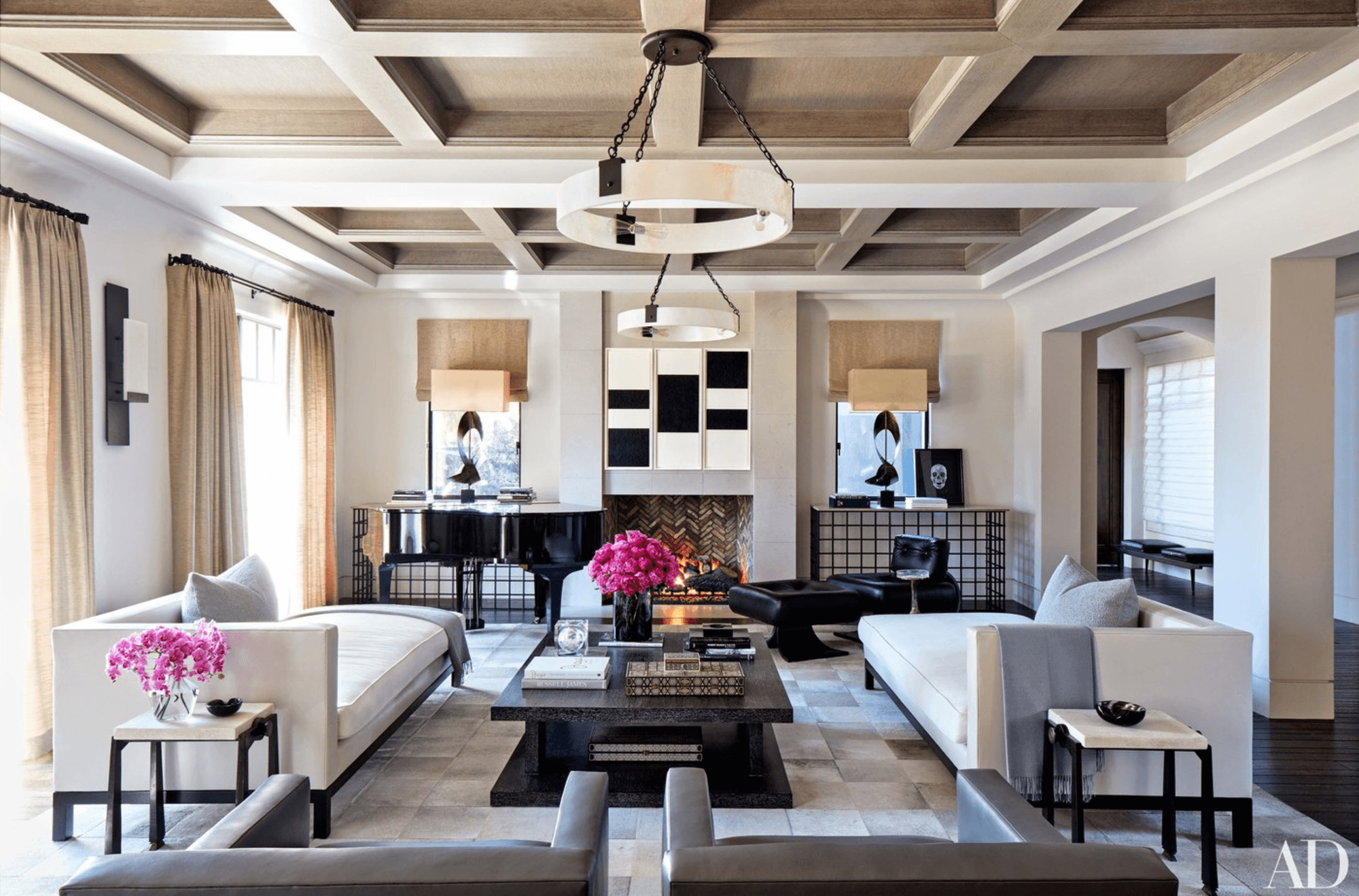 For Blog Only - Kardashians - Coffered Ceiling Living Room